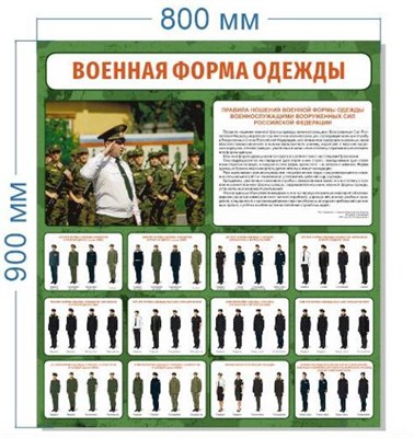 Стенд Военная форма одежды 800 х 900 пластик 3мм 2564 - фото 10063