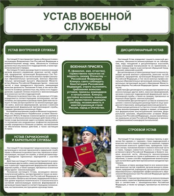Стенд Устав военной службы 800 х 900 пластик 3мм 2568