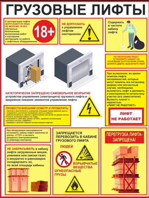 Стенд Эксплуатация грузового лифта 800 х 1050мм, ПВХ-3мм