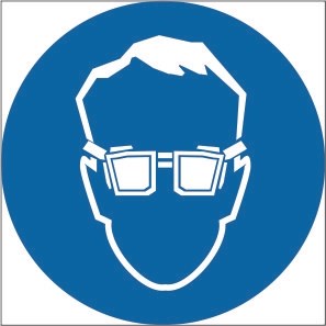 М01t Знак безопасности работать в защитных очках  табличка ПВХ-2мм