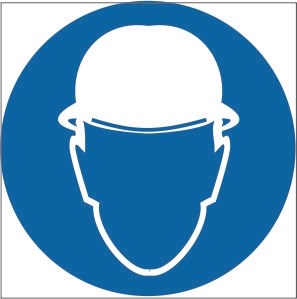 М02t Знак безопасности работать в защитной каске  табличка ПВХ-2мм