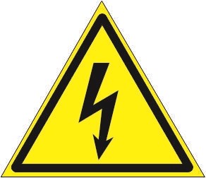 W08t Знак безопасности опасность поражения электрическим током  табличка ПВХ-2мм
