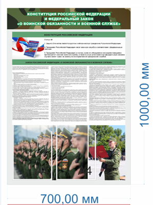 Стенд Конституция РФ - закон о воинской обязанности 700 х 1000мм, ПВХ-3мм, карман А4-2шт.
