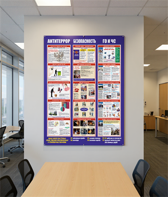 Стенд Антитеррор,Безопасность, ГО и ЧС размер 1000 х 1200 пластик 3 мм 0309
