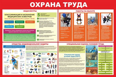 Стенд Охрана труда размер 1200 х 1000 пластик 3 мм