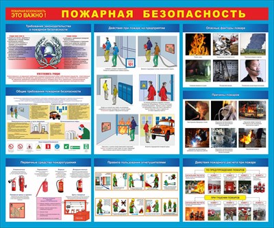 Стенд Пожарная безопасность размер 1200 х 1000 пластик 3 мм