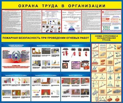 Стенд Охрана труда в организации размер 1200 х 1000 пластик 3 мм