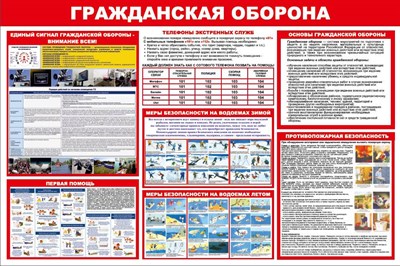 Стенд Гражданская оборона размер 1200 х 800 пластик 3 мм
