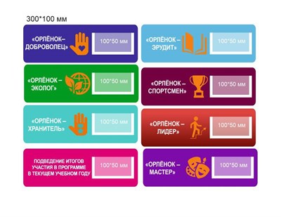 Табличка "Орленок" размер 300 х 100 пластик 2 мм карман 110 х 80 О07 - фото 5225