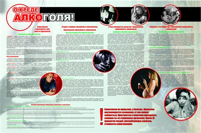 О вреде алкоголя стенд 1200 х 800 пластик 3 мм ОВА - фото 5667