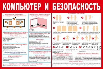 Стенд Компьютер и безопасность размер 1200 х 1000  пластик 3 мм