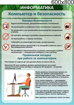 Стенд Компьютер и безопасность 600 х 800 пластик 3 мм