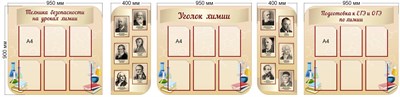 Комплект стендов для кабинета химии из 5 стендов 3шт размер 950 х 900 в каждом 6 карманов А4, 2шт  размер 400 х 900 пластик 3 мм
