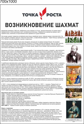 Стенд Точка Роста Возникновение шахмат пластик 3мм 1000 х 700 ТР46 - фото 6395