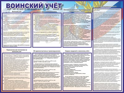 Стенд Воинский учет размер 1000 х 750 пластик 3 мм с изменениями от 2024г. 25371 - фото 6663