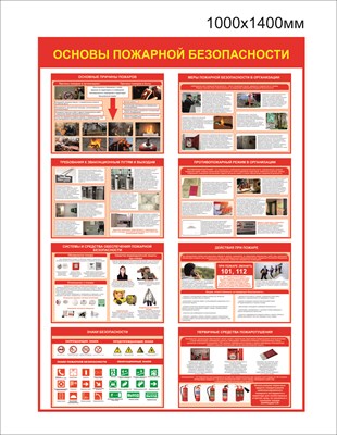 Стенд основы пожарной безопасности 1000 х 1400 пластик 3мм