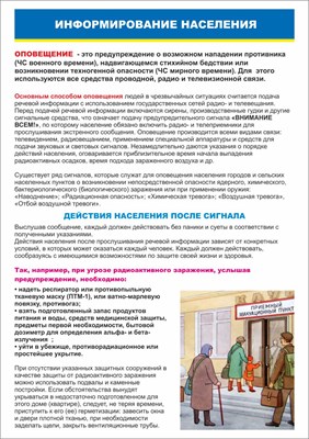 Стенд "Информирование населения" формат А2  594 х 420 пластик 3мм