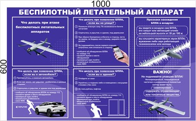 Стенд "БПЛА"  размер - 1000 х 600мм  пластик 3мм