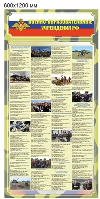 Стенд "Военно-образовательные учреждения" размер  600 х 1200мм;  пластик 3мм