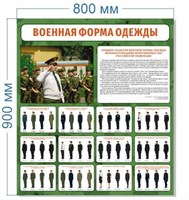 Стенд Военная форма одежды 800 х 900 пластик 3мм 2564