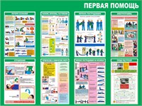 Стенд Первая помощь  размер 1200 х 900 пластик 3 мм 0524
