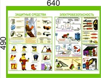 Стенд СИЗ и электробезопасность 640 х 490мм, ПВХ-3мм