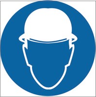 Знак безопасности работать в защитной каске размер 200 х 200 табличка пластик 2 мм