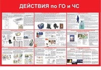 Стенд Действия по ГО и ЧС размер 1200 х 800 пластик 3 мм