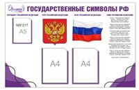 Стенд"Государственные символы РФ" размер 1000 х 720 пластик 3 мм карман а4 2 шт карман а5 1 шт О02
