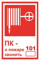 Т 304-01 ПК- о пожаре звонить 101 размер 200 х 300 фотолюминесцентная табличка пластик 2 мм