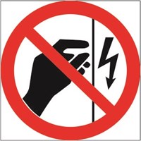 Запрещается прикасаться. Корпус под напряжением размер 200 х 200 табличка пластик 2  мм