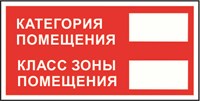 Категория помещения Класс зоны помещения размер 300 х 150 табличка пластик 2 мм А28