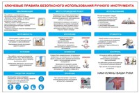 Стенд Ключевые правила безопасного использования ручного инструмента размер 600 х 900 пластик 3 мм 2386