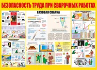 Стенд Безопасность труда при сварочных работах размер 1100 х 800 пластик 3 мм