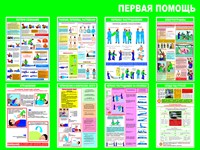 Стенд Первая помощь  размер 1200 х 900 пластик 3 мм 0524