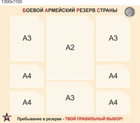 Стенд Боевой армейский резерв страны размер 1300 х 1100 пластик 3 мм с карманами 2560