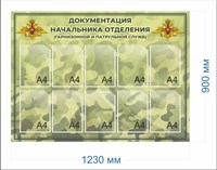 Стенд Документация Начальника отделения (гарнизонной и патрульной служб) 1230 х 900 пластик 3мм, карманы А4-10шт. 2653