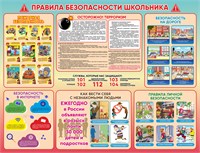 Стенд "Безопасность школьника" 1300 х 1000 пластик 3мм