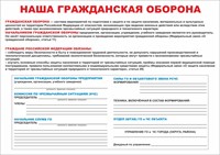 Стенд "Наша гражданская оборона" формат А2  594 х 420 пластик 3мм