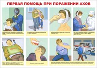 Стенд "Первая помощь при поражении АХОВ" формат А2  594 х 420 пластик 3мм