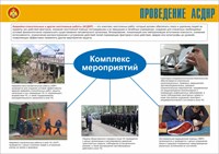 Стенд "Проведения АСДНР - комплекс мероприятий" формат А2  594 х 420 пластик 3мм