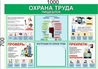 Стенд "Охрана труда - пищеблок" 1000 х 700, пластик 3мм, карман А4 (горизонтальный) - 1шт.
