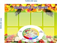 Стенд "Здоровое питание" 1200 х 900, пластик 3мм; карман А4-6шт.