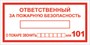 Ответственный за пожарную безопасность размер 300 х 150 табличка пластик 2 мм