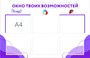 Стенд "Окно твоих возможностей" размер 1000 х 720 пластик 3 мм карман а4 6 шт