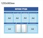Стенд Охрана труда размер 1250 х 960 пластик 5 мм с 6 карманами А4 и демосистемой на 10 карманов 2342 - фото 6738